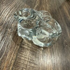 Vintage Indiana Glass Bunny Rabbit Votive Tealite Candle Holder Clear